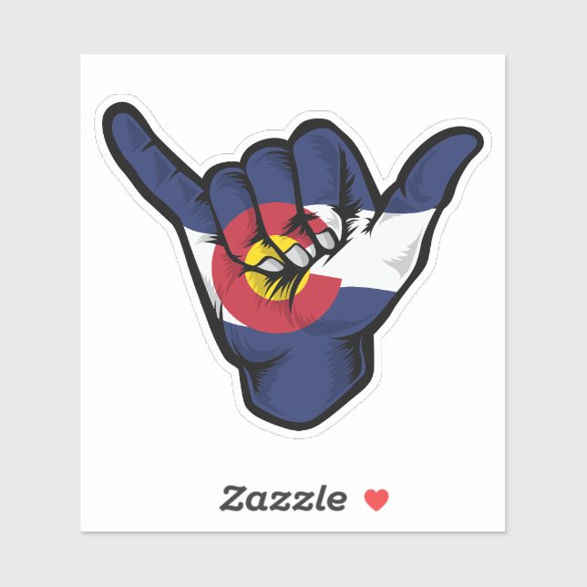 Sticker Drapeau Shaka Hand Colorado Good Vibes (Feuille)