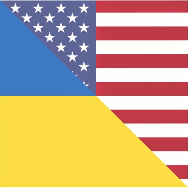 Sticker Drapeau ukrainien | Demi-Ukraine USA (Devant)