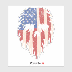 Sticker Drapeau USA Crâne Barbe Design Patriotique en Dé