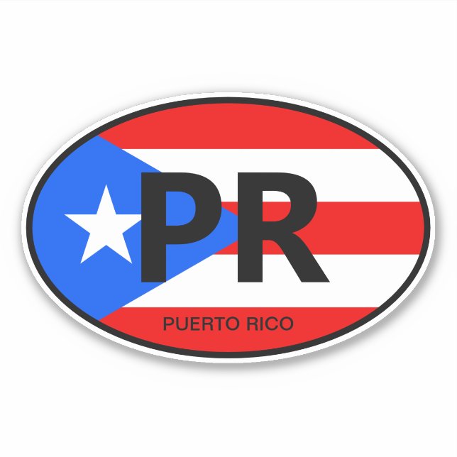 Sticker Drapeau vinyle Oval Porto Rico pour voiture & plus (Devant)