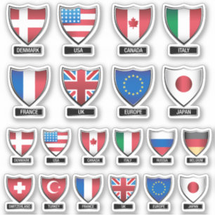 Sticker Drapeaux du Bouclier Mondial