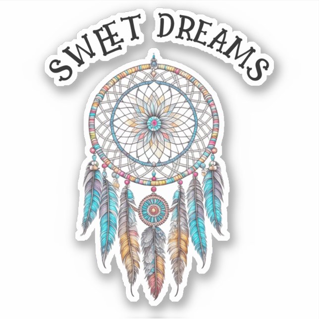 Sticker Dreamcatcher bleu et Brown | Sweet Dreams (Devant)