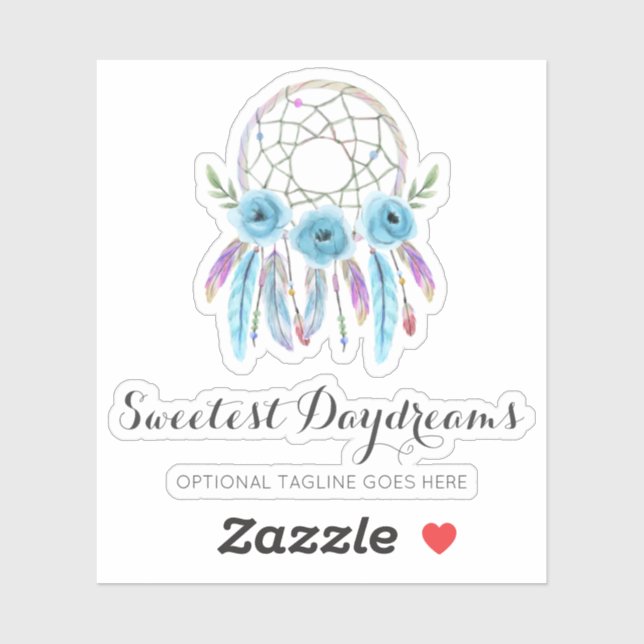 Sticker Dreamcatcher Watercolor Featho Rustic Boho Logo (Feuille)