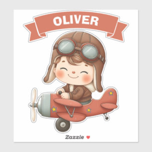 Sticker Dreamy Baby Aviator en avion rouge