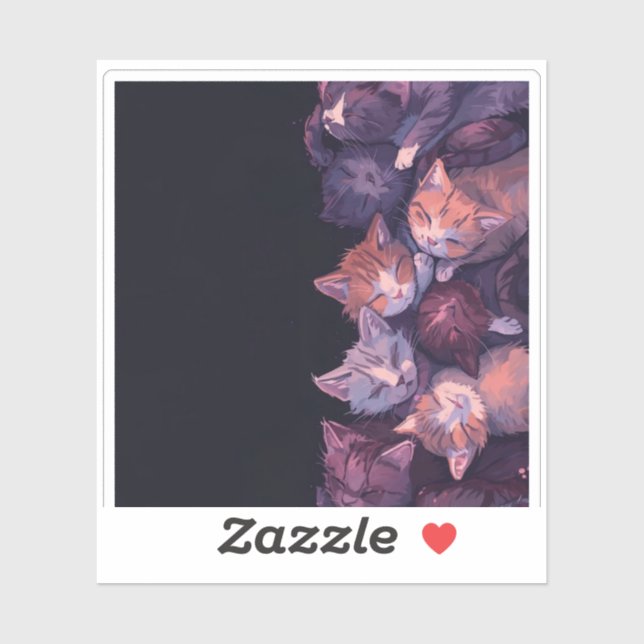 Sticker Dreamy Cat Nap - Wholesome Kitten Illustration (Feuille)