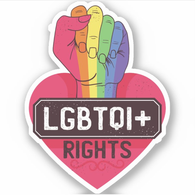 Sticker Droits LGBTQI Marche du drapeau arc-en-ciel (Devant)