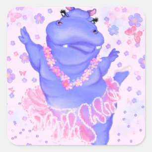 Sticker drôle avec Ballerina Hippo Ballet Dancer