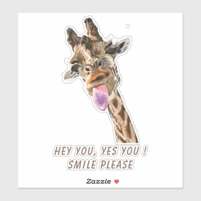 Sticker drôle avec Giraffe joueuse - Texte personn (Feuille)