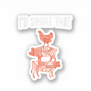 Sticker Drôle Bbq Fumeur Costume Chef Fumeur Je fumerais ç
