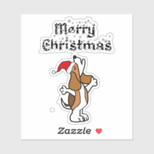 Sticker Drôle Beagle de chien chantant des cantiques de N