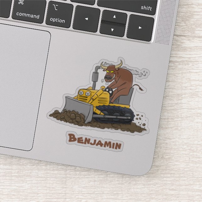 Sticker Drôle bulldozer de conduite de taureaux (Détail)