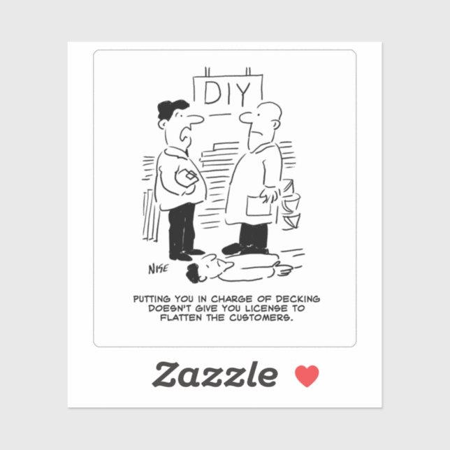 Sticker Drôle Caricature de magasin de détail. (Feuille)