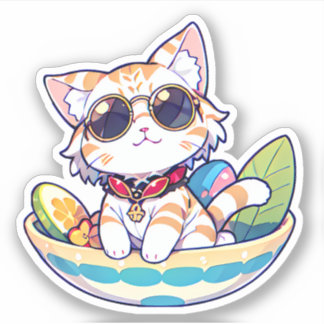 Sticker Drôle chat mignon dans les lunettes de soleil avec