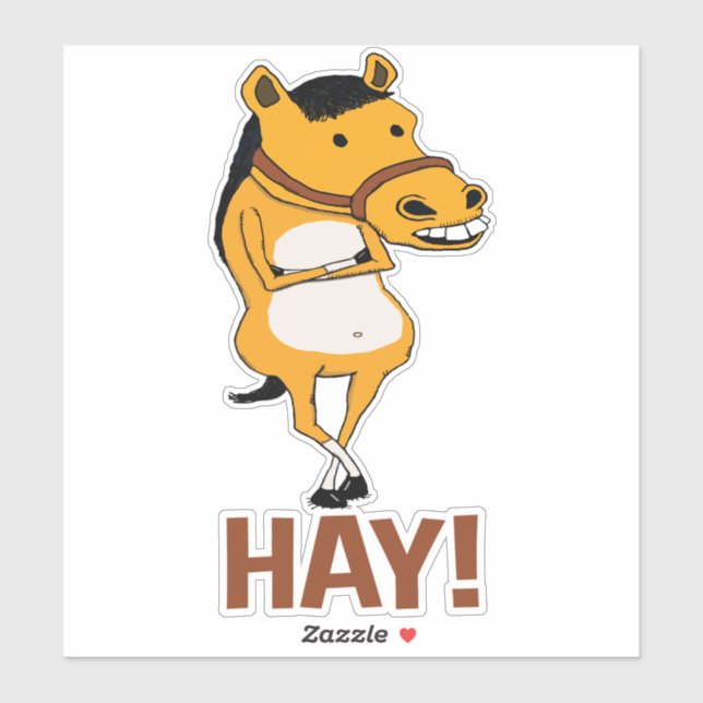 Sticker Drôle Cheval Jeté par pour dire Hay (Feuille)