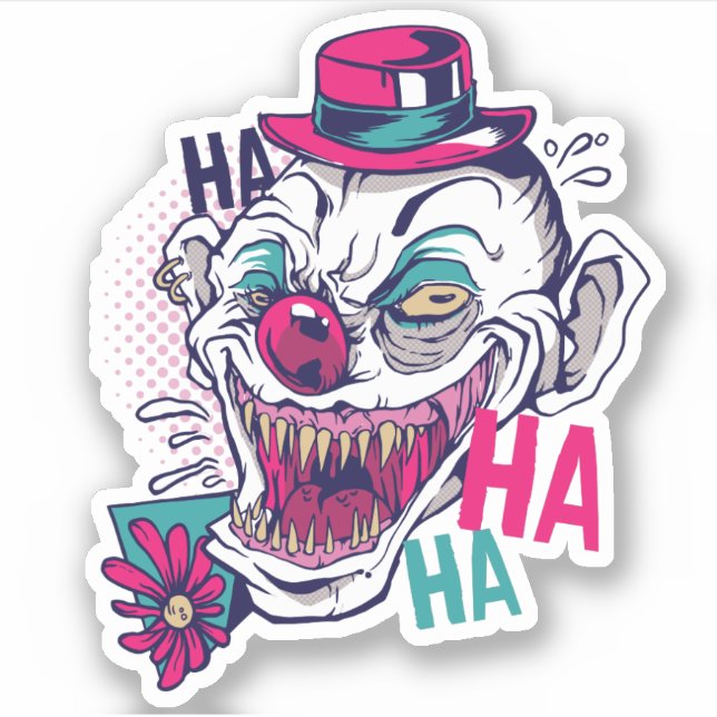 Sticker Drôle Clown Déplaisant rire Horreur Ado graphique (Devant)
