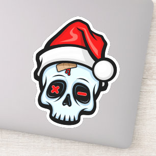 Sticker Drôle crâne de Noël, style de dessin