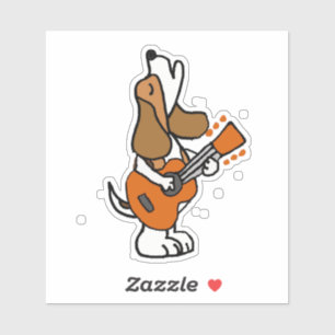 Sticker Drôle de chien Beagle chantant et jouant de la gu