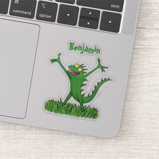 Sticker Drôle dessin animé de lézard d'iguane vert (Détail)
