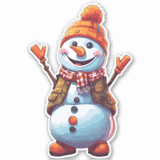 Sticker Drôle dessin animé Snowman (Devant)