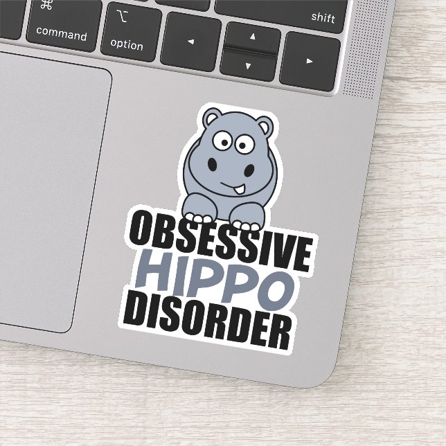 Sticker Drôle et obsessionnel hippo trouble (Détail)