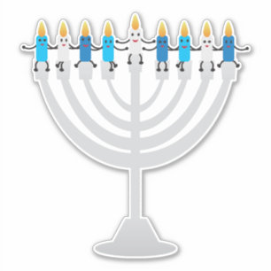 Sticker Drôle Hanoukka menorah et bougies