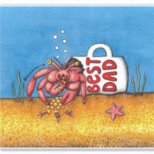 Sticker Drôle Hermit Crab Fête des pères meilleur papa