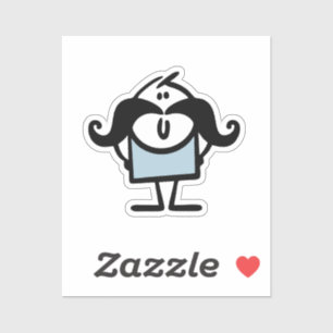 Sticker Drôle homme bâton avec moustaches