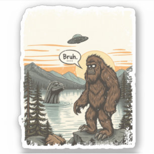 Sticker Drôle Introverti Bigfoot Sasquatch Loch Ness Rétro