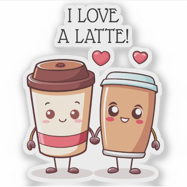 Sticker Drôle J'Aime Un Latte (Devant)