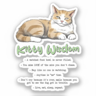 Sticker Drôle Kitty sagesse