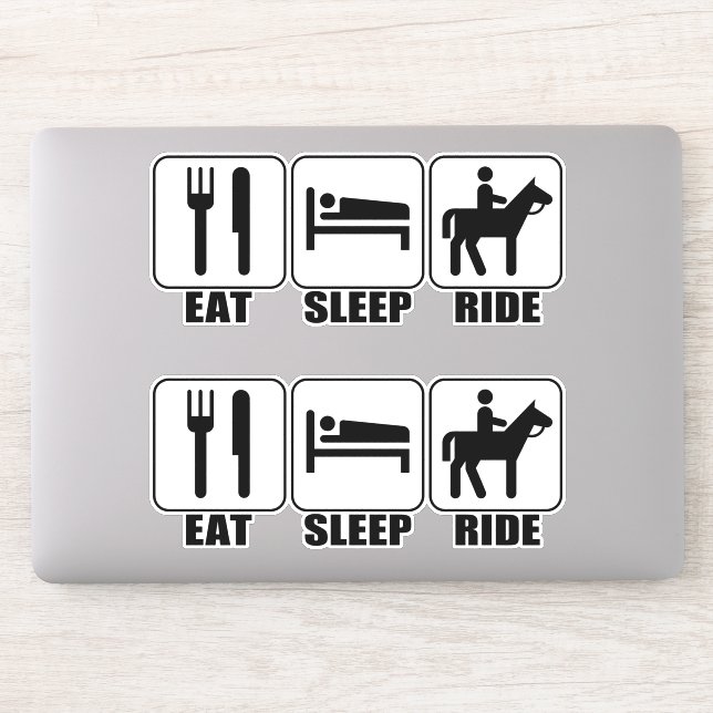 Sticker Drôle "Mange, Dors, Ride a Horse" Équitation (Ordinateur)