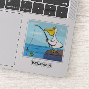 Sticker Drôle pélican de pêche