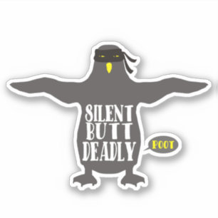 Sticker drôle pingouin ninja panier silencieux mais mortel