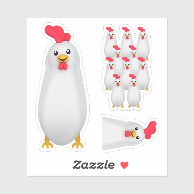 Sticker Drôle poulet blanc / coq (Feuille)