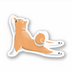 Sticker drôle shiba inu chien yoga poser cadeau d'anniver