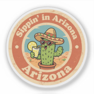 Sticker Drôle Vintage Arizona Sippin Cactus