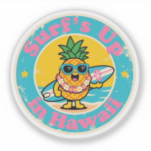 Sticker Drôle Vintage Hawaï Pinapple Surf Rétro