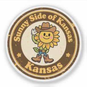Sticker Drôle Vintage Kansas Tournesol Cowboy Rétro
