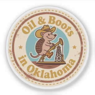 Sticker Drôle Vintage Oklahoma Tatou Cowboy Rétro
