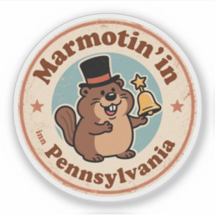 Sticker Drôle Vintage Pennsylvanie Groundhog Top Hat Liber