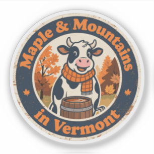 Sticker Drôle Vintage Vache du Vermont Sirop d'érable Retr
