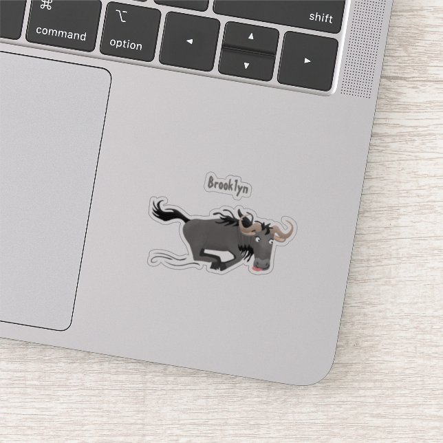 Sticker Drôle wildebeest tourner dessin animé illustration (Détail)