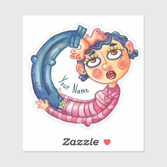 Sticker Drôle Yoga Pose aquarelle personnalisée (Feuille)