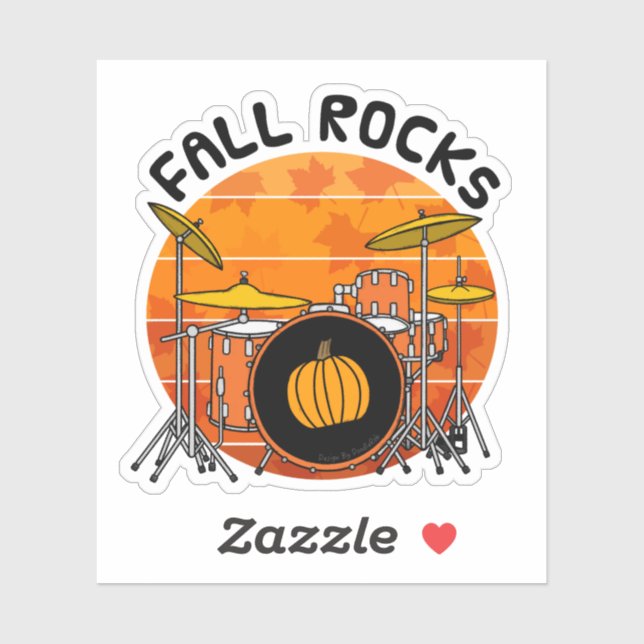 Sticker Drummer Musicien Automne Thanksgiving (Feuille)