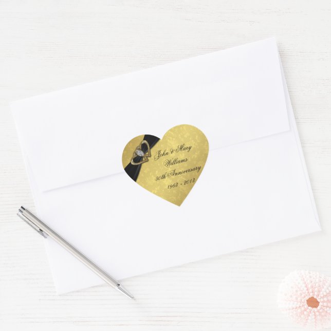 Sticker du 50e anniversaire du Mariage Damask (Enveloppe)