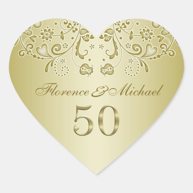 Sticker du 50e anniversaire du Mariage tourbillonn (Devant)