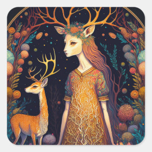 Sticker du Carré d'art Deer Lady Imaginaire