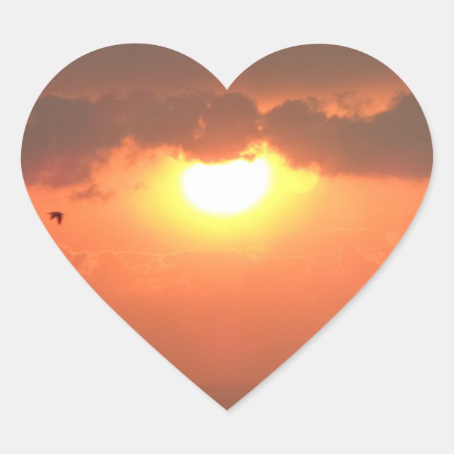 Sticker du coeur du coucher du soleil (Devant)