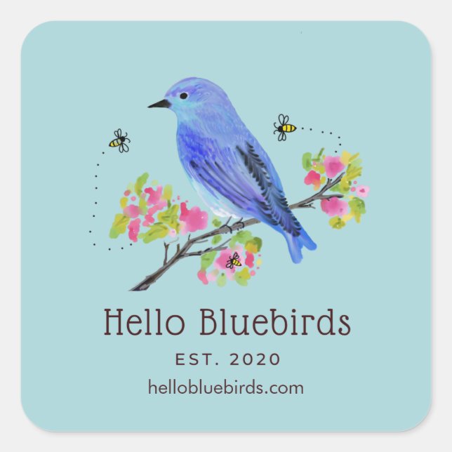 Sticker du logo Hello Bluebirds - Bleu (Devant)