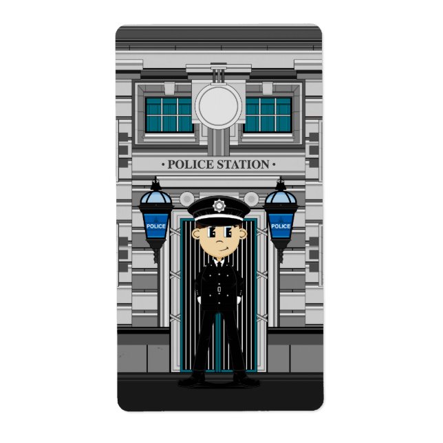Sticker du policier et du poste de police (Devant)